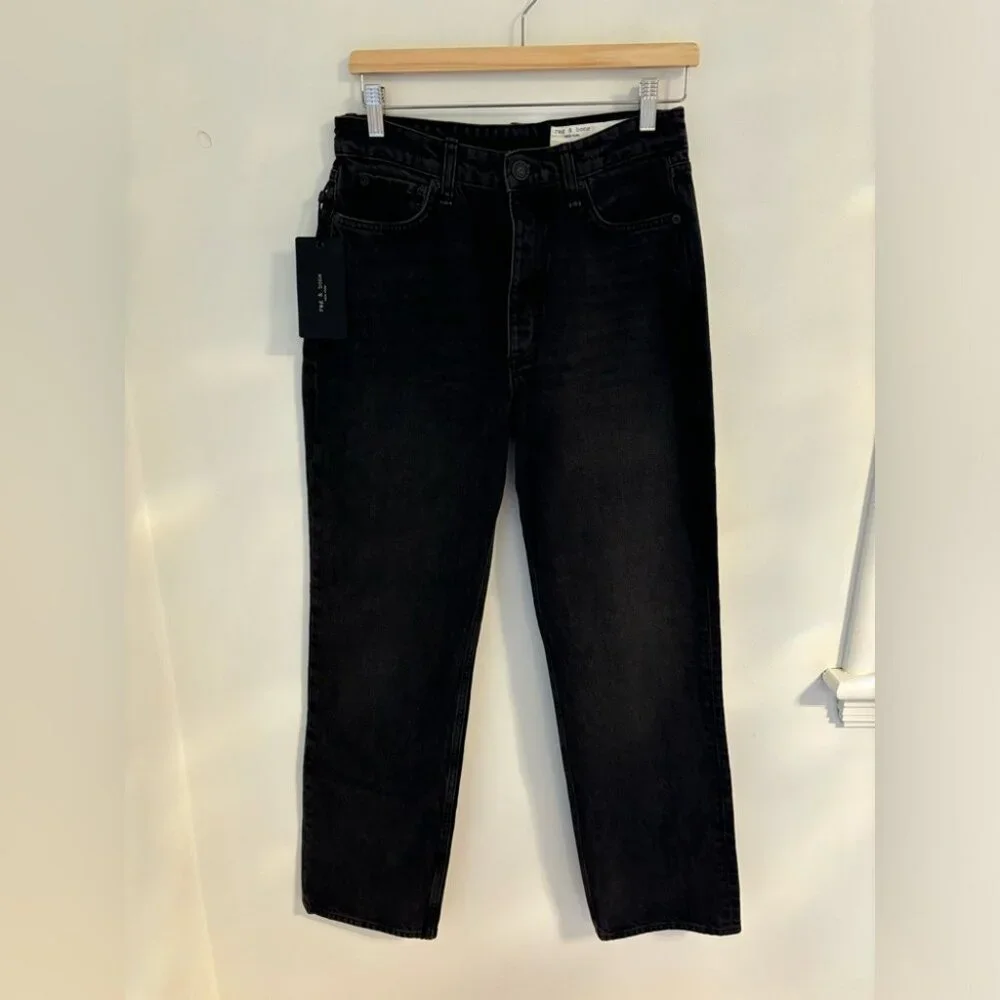 Rag & Bone Black Alex High-Rise Straight Jeans NWT - Picture 8 of 13